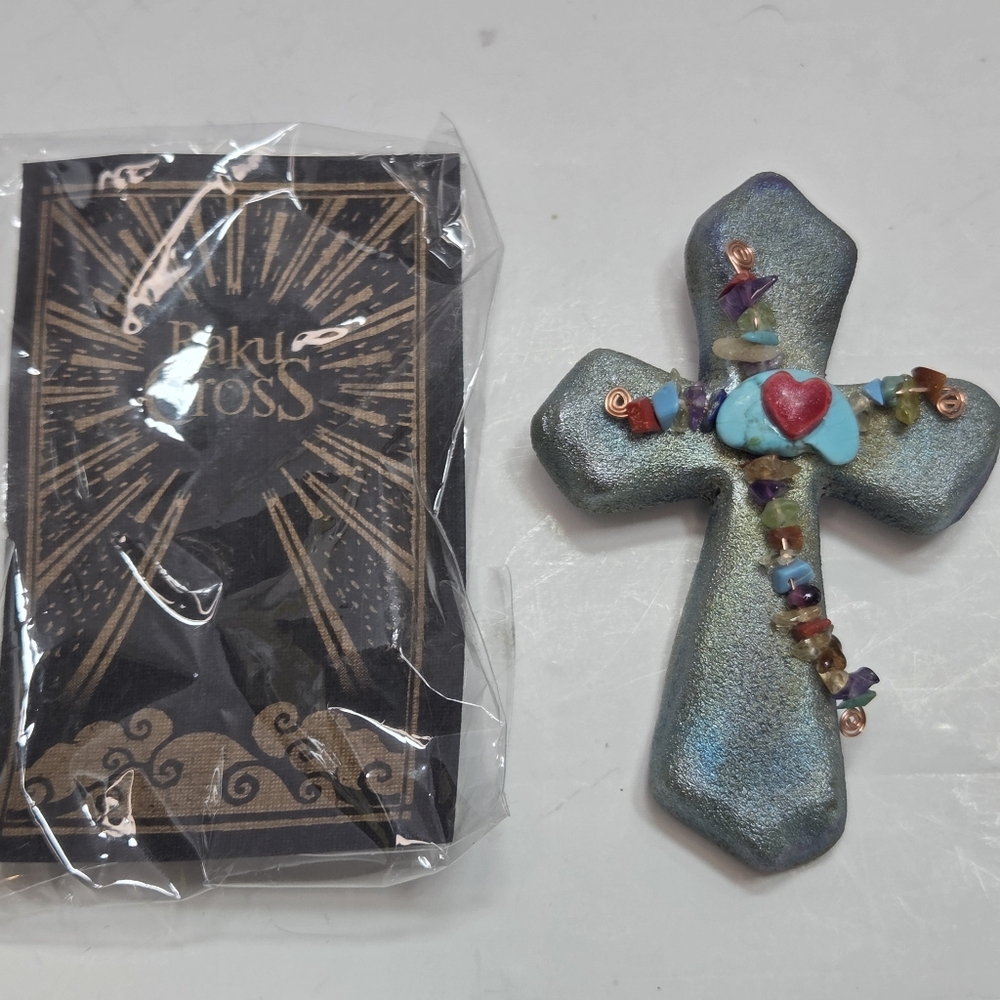 raku cross artisan made jeremey diller pendant magnet new is package